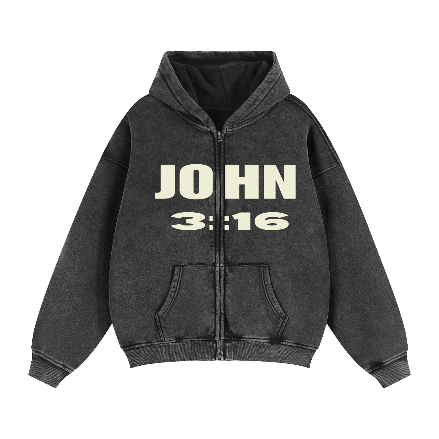 John 3:16 Zip-Through Boxy Hoodie