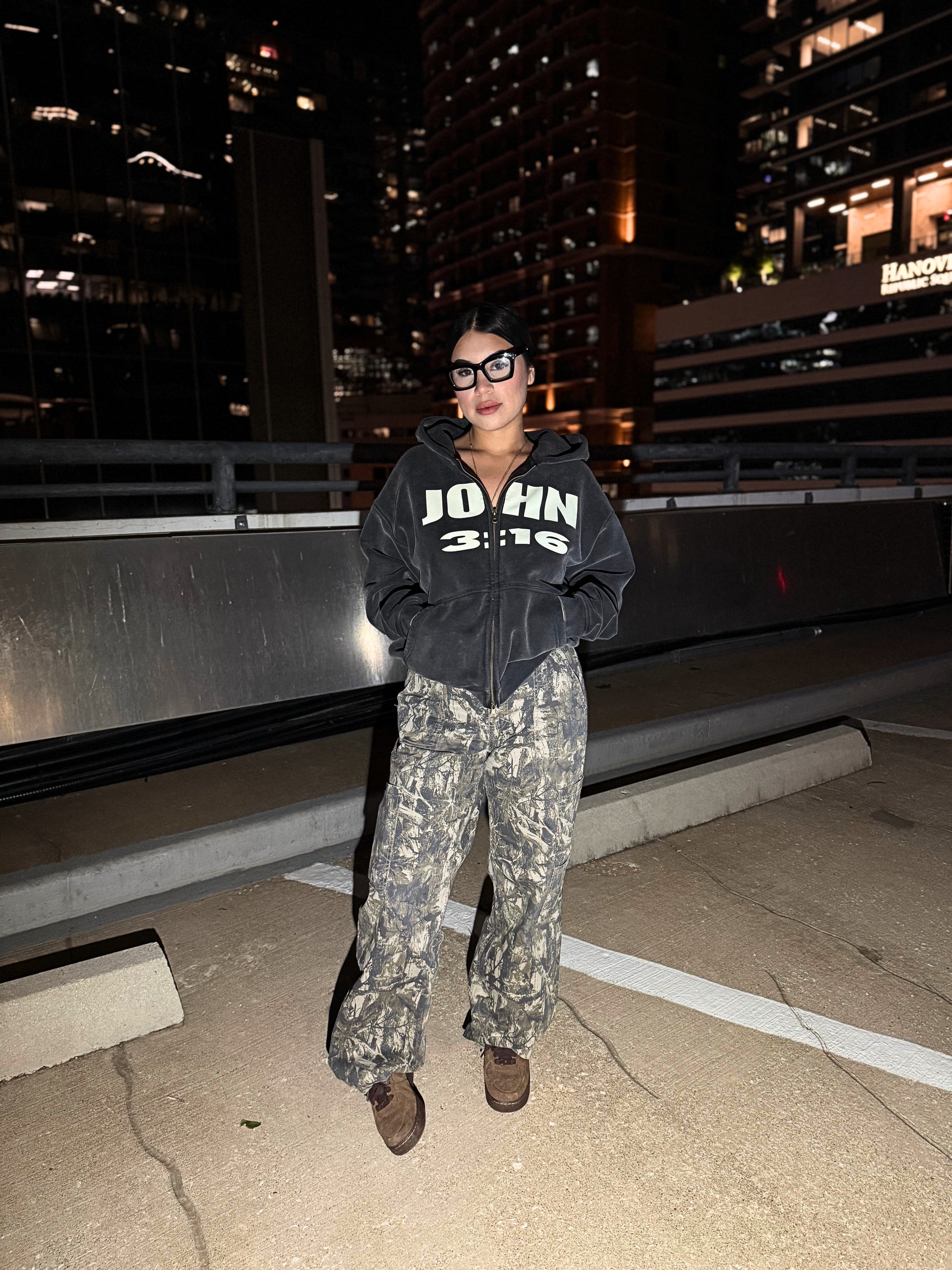 John 3:16 Zip-Through Boxy Hoodie